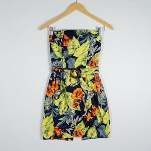 FRENCH CONNECTION Women's Floral Print Mini Dress Size 2 Belted Bustier